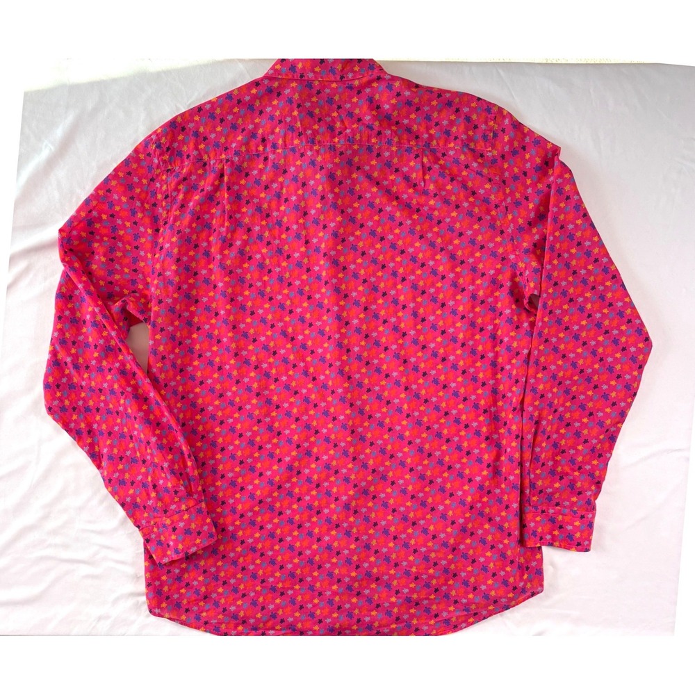 Vilebrequin Mens XL Micro Turtle Sport Shirt Button Up Pink Designer Lightweight - Picture 9 of 9